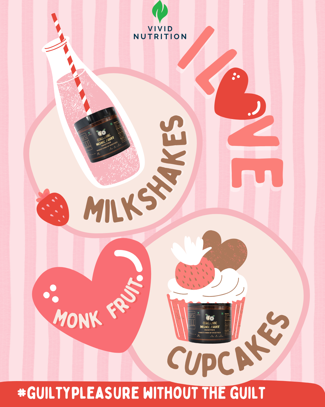 Strawberry Milkshake & Strawberry Cupcake with Monk Fruit Sweetener